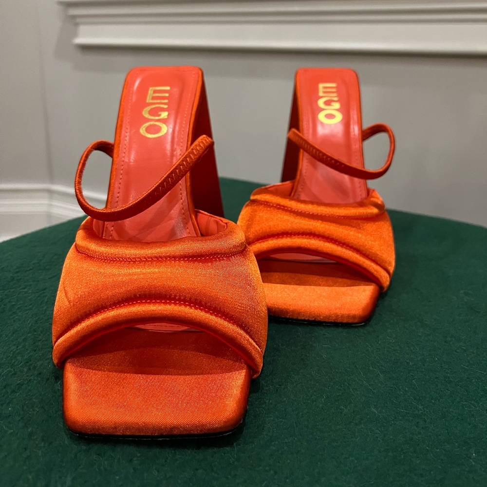 Orange block heel